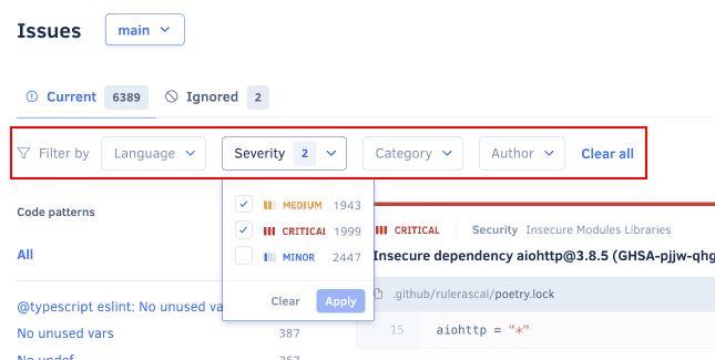 Filtering issues